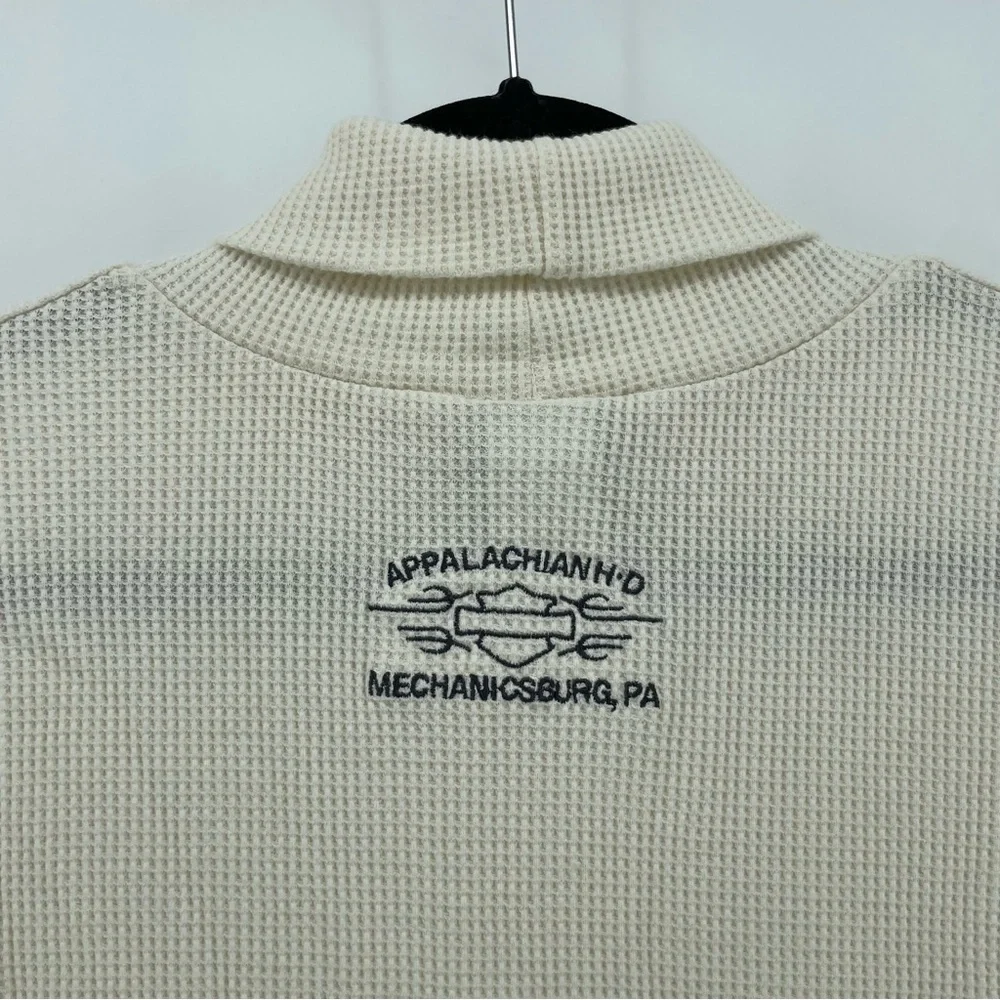 Harley Davidson Womens Turtleneck Cream Waffle Knit Cotton Blend XL - Picture 6 of 7